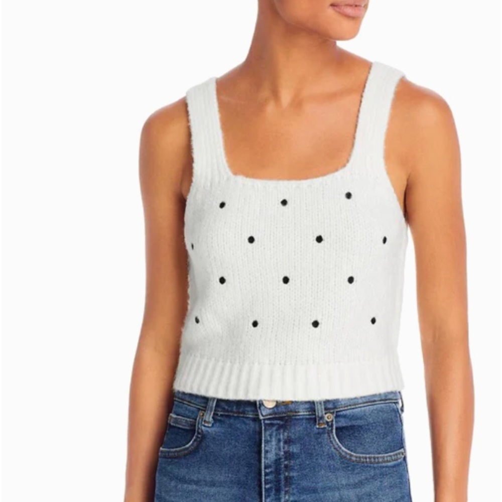 English Factory Cropped Polka Dot Tank Sweater Top